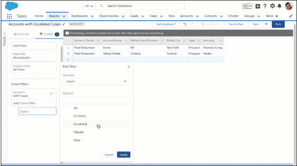 Salesforce 報(bào)表和儀表板